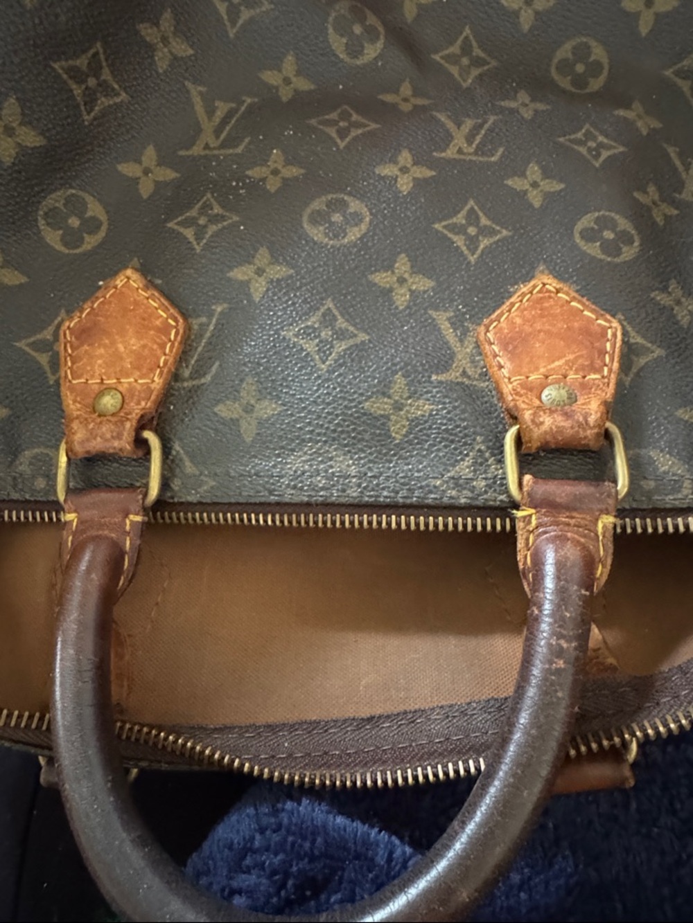 Louis Vuitton Monogram Canvas Satchel in Brown and Gold Hardware- Speedy - Picture 12 of 13